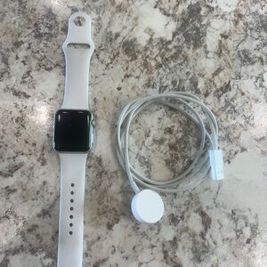 Apple Smartwatch with White Band and Charger